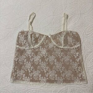 Edikted Babydoll Floral Lace Sexy Cropped Lined Tank Top Y2K Fairy  Coquette M